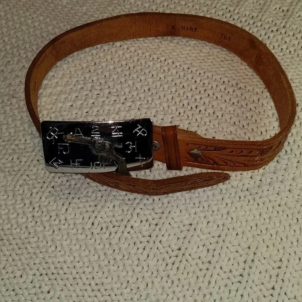 ‎Vintage leather belt with Chambers buckle